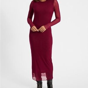 Express Deep Red Long Sleeve Dress